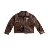 RECLAIM JOY LEATHER JACKET - BROWN