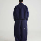 THE B4SE / WIDE-LEG SWEATPANTS - NAVY