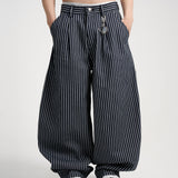 SMART HOOK WIDE LEG KHAKI PANTS [KC GIFT] - STRIPED BLUE