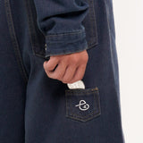 TINY POCKET WIDE-LEG SHORT JEANS [KC GIFT] - DARK BLUE