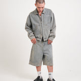 EMBLEM DENIM WORK JACKET - LIGHT BLUE
