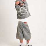 EMBLEM DENIM WORK JACKET - LIGHT BLUE