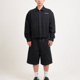 EMBLEM DENIM WORK JACKET - BLACK