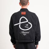 EMBLEM DENIM WORK JACKET - BLACK