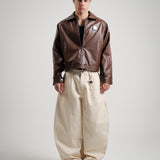 RECLAIM JOY LEATHER JACKET - BROWN
