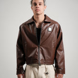 RECLAIM JOY LEATHER JACKET - BROWN