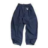 SMART HOOK WIDE LEG KHAKI PANTS [KC GIFT] - STRIPED LIGHT BLUE