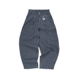 SMART HOOK WIDE LEG KHAKI PANTS [KC GIFT] - STRIPED BLUE