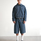 TINY POCKET WIDE-LEG SHORT JEANS [KC GIFT] - STRIPED LIGHT BLUE